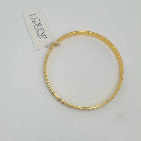 J Crew Factory Off White Polka Dot Gold Tone Thin Enamel Bangle NWT!  NEW! - Picture 8 of 8
